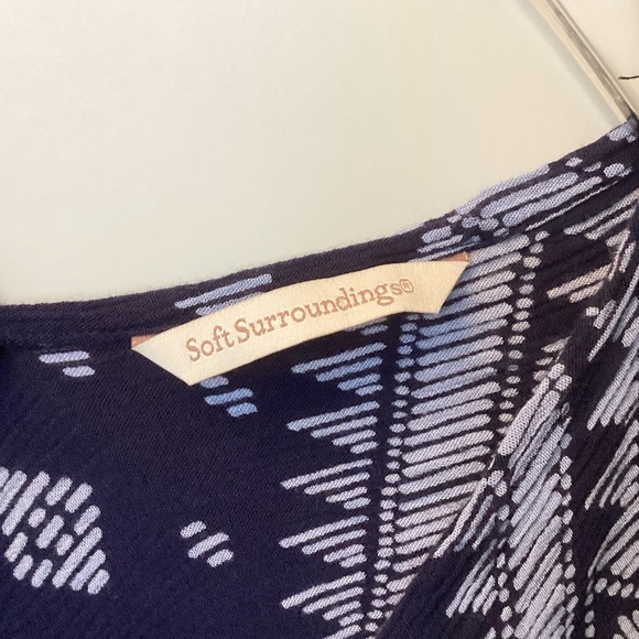 Soft Surroundings Geometric Aztec Print Crinkle Gauze Kimono - Blue - L - Picture 7 of 7